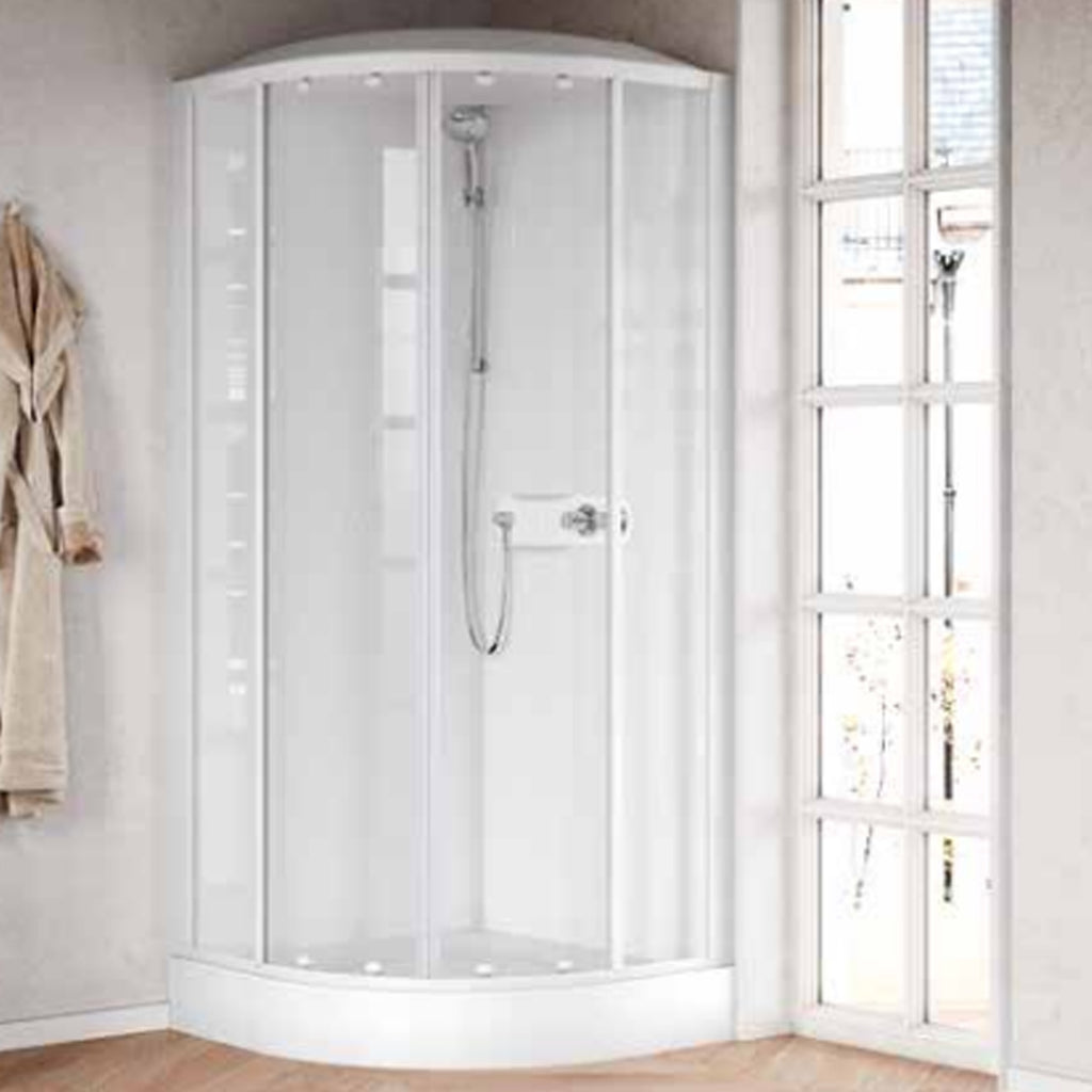 Box doccia semicircolare multifunzione modello Mediaglass 90x90 cm con ante scorrevoli