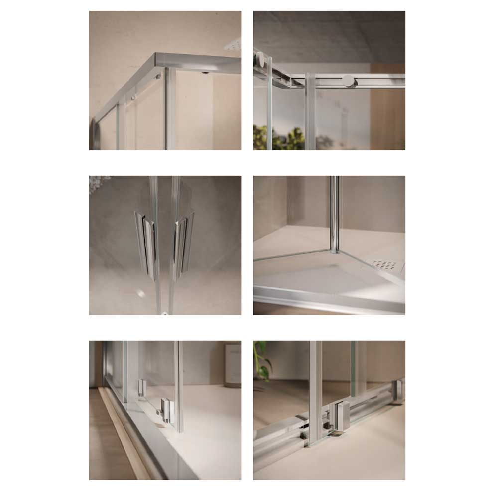 Porta doccia con Apertura Soffietto da cm 80 con Profilo in Alluminio Cromato e Cristallo 6 mm Trasparente Anticalcare Hexa by SAMO