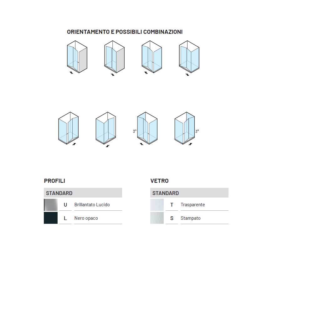 Porta doccia con Apertura Soffietto da cm 90 con Profilo in Alluminio Nero e Cristallo 6 mm Trasparente Anticalcare Hexa by SAMO