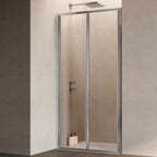 Porta doccia con Apertura Soffietto da cm 90 con Profilo in Alluminio Cromato e Cristallo 6 mm Trasparente Anticalcare Hexa by SAMO