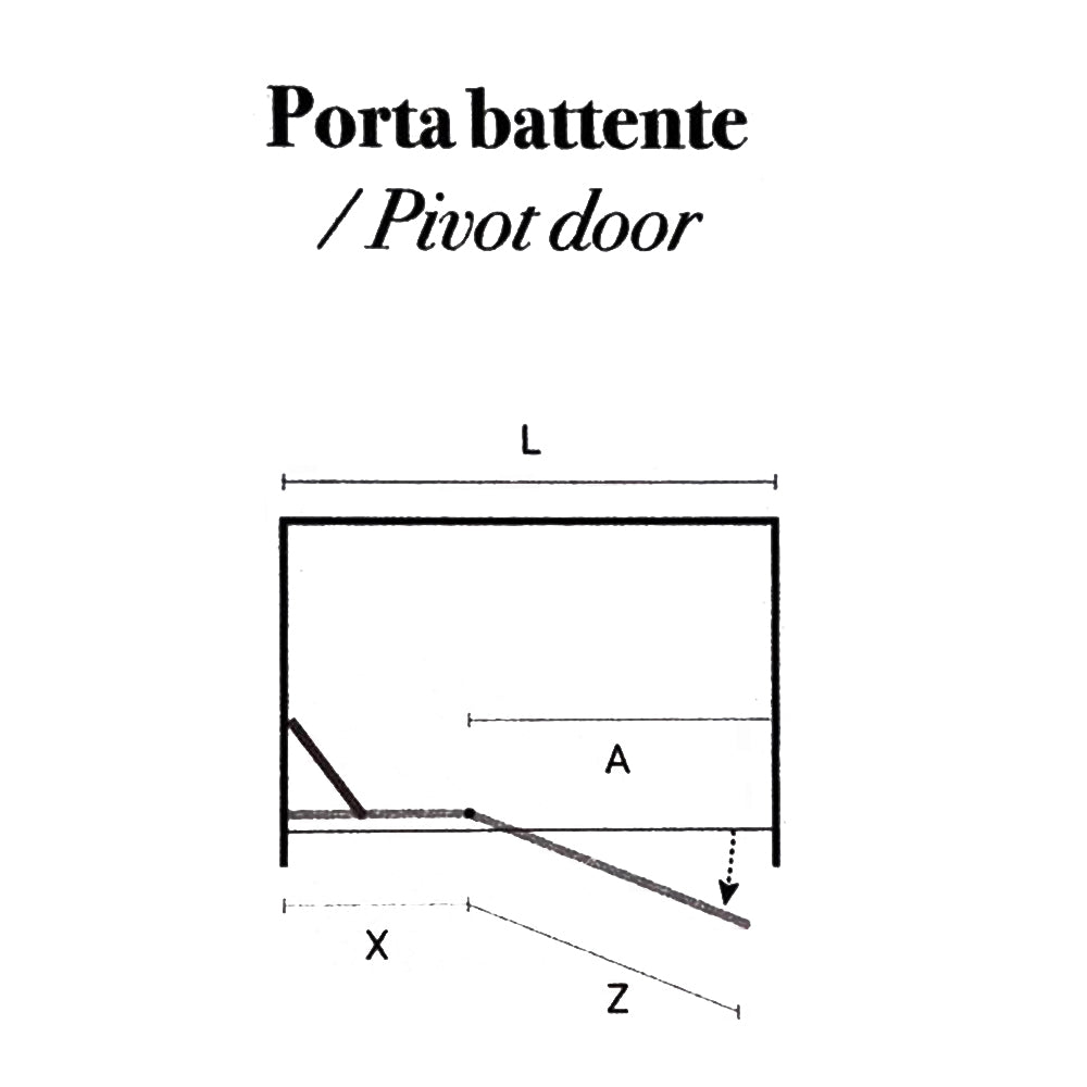 Porta doccia ad apertura battente reversibile per nicchia da 70 cm modello Demetra in cristallo trasparente 6 mm