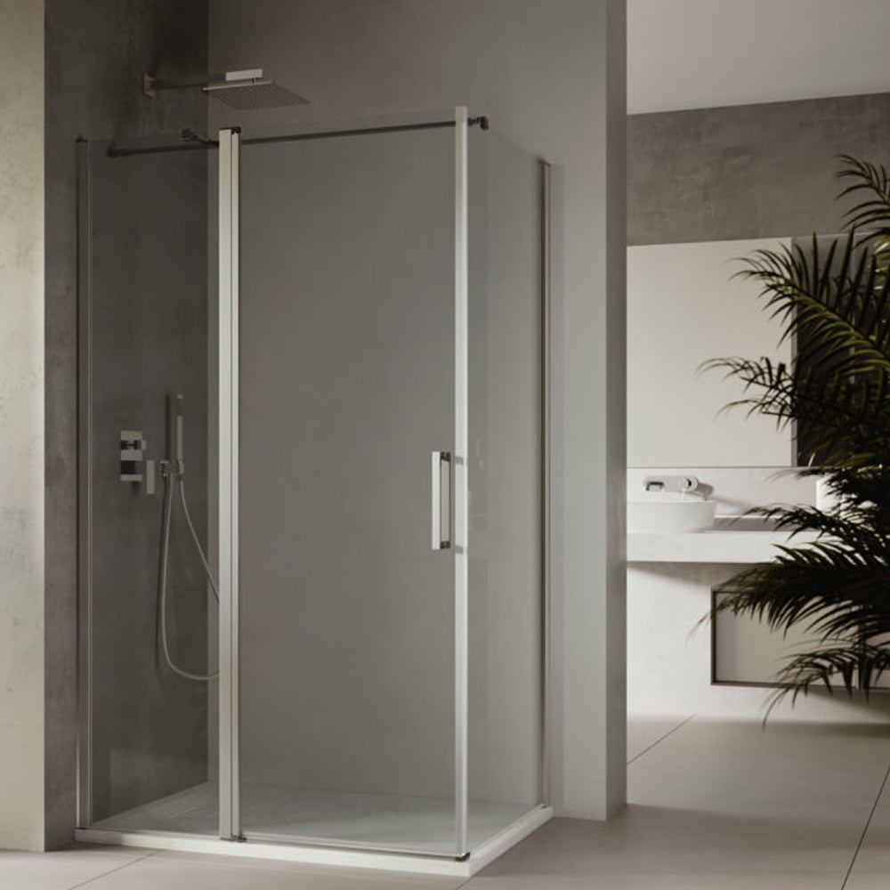 Porta doccia ad apertura battente reversibile per nicchia da 70 cm modello Demetra in cristallo trasparente 6 mm