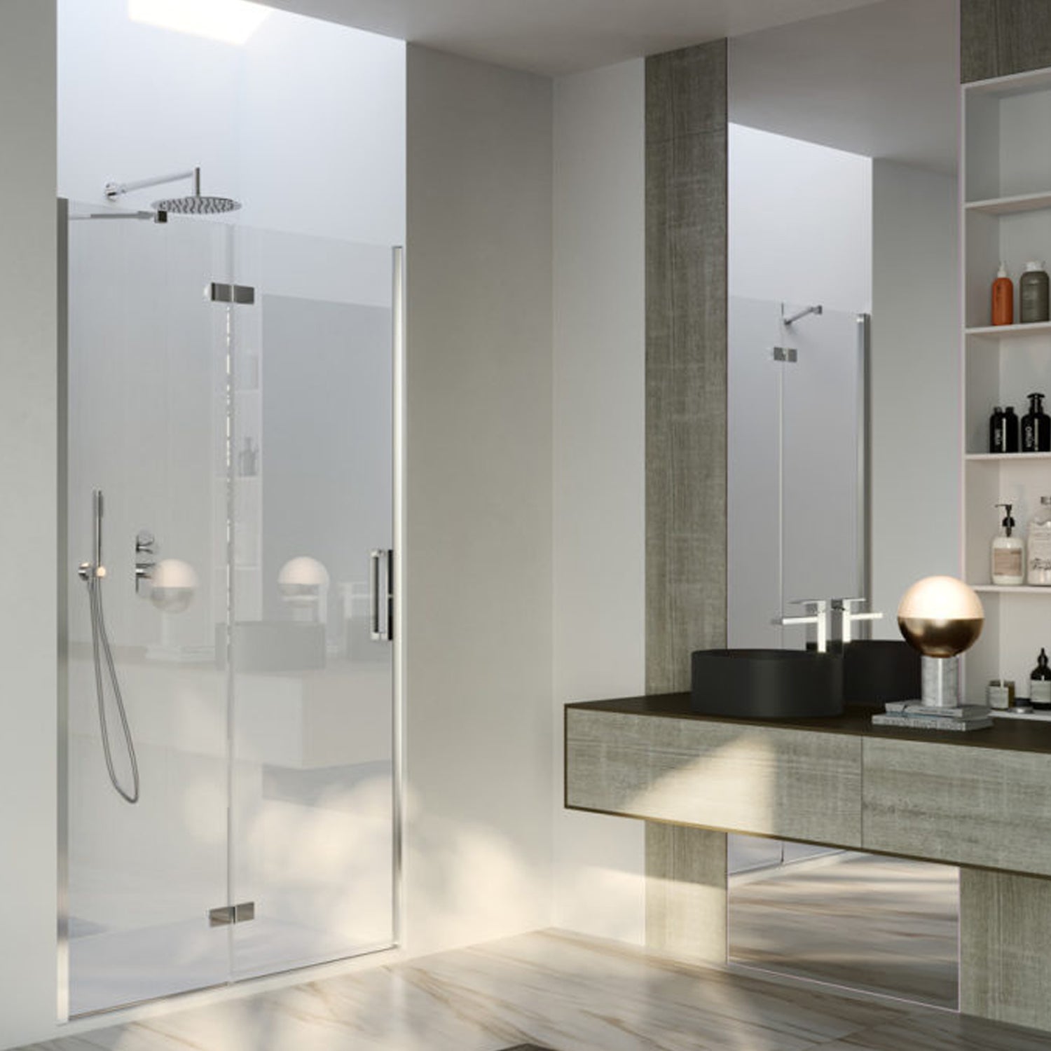 Porta doccia battente versione sinistra cm 120 modello Atlas in cristallo temperato mm 8