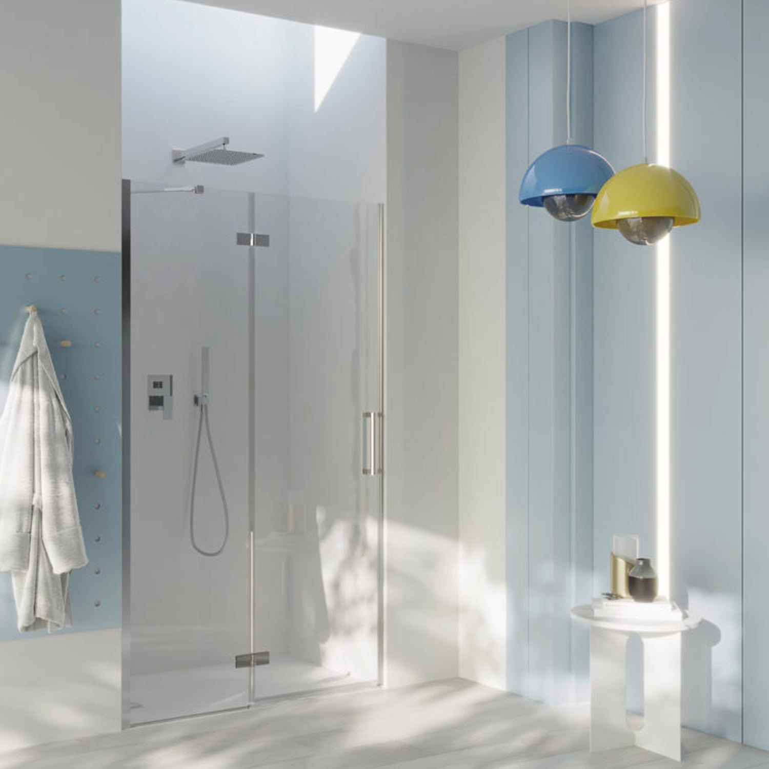 Porta doccia battente versione sinistra cm 70 modello Atlas in cristallo temperato mm 8