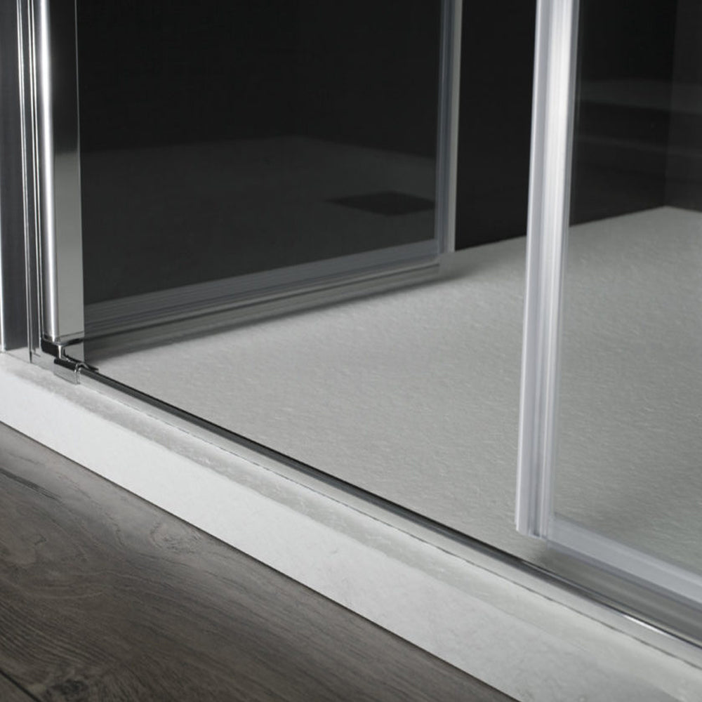 Porta doccia nicchia cm 170 Ermes con pannello fisso cm 80+ porta battente cm 90 in cristallo temperato mm 6