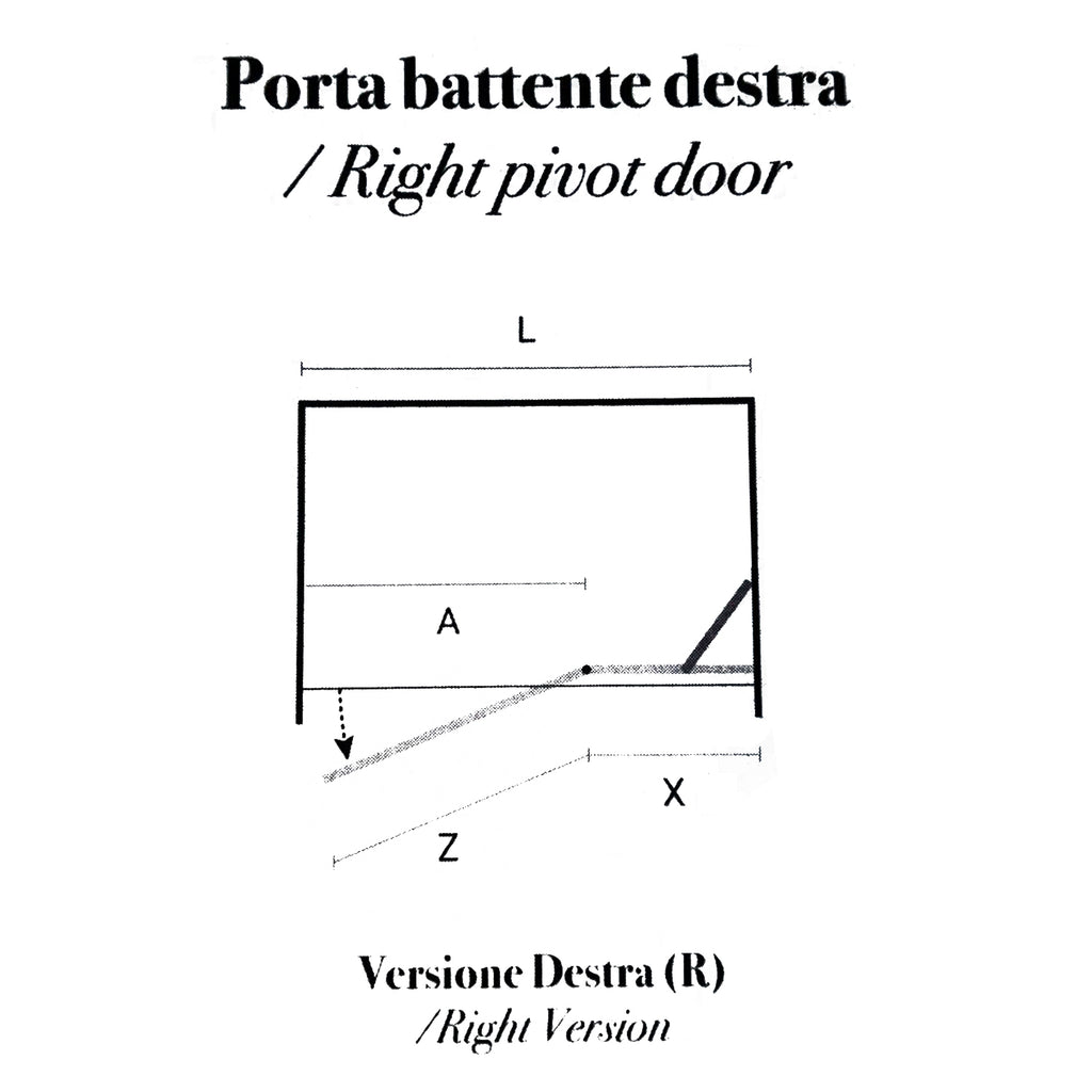 Porta doccia battente versione destra cm 75 modello Atlas in cristallo temperato mm 8