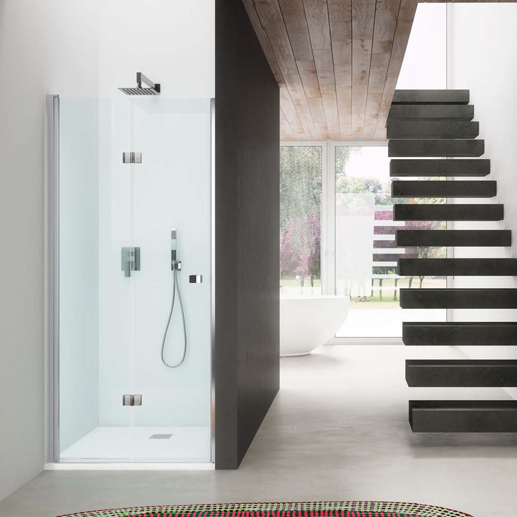Porta doccia con apertura a soffietto da 90 cm cristallo trasparente temperato da 6 mm