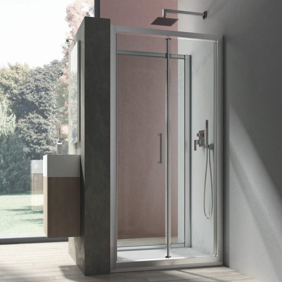 Porta doccia con apertura a soffietto modello Minerva da 70 cm in cristallo trasparente 6 mm