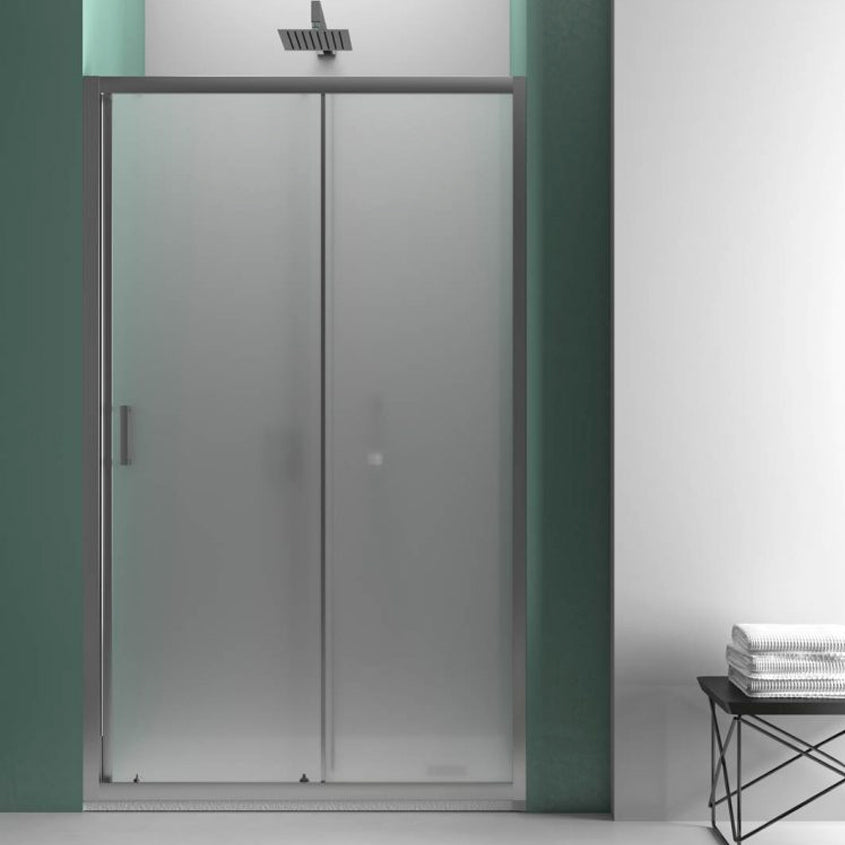 Porta doccia per nicchia 100 cm modello Smart con apertura scorrevole in cristallo temperato opaco da 6 mm
