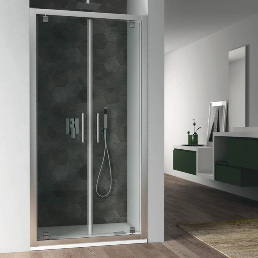 Porta doccia modello Minerva a due battenti da 100 cm in cristallo trasparente 6 mm