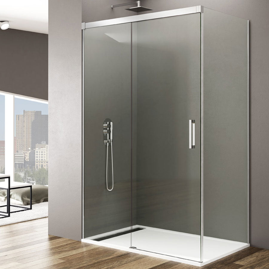Box doccia a nicchia 100 cm in cristallo temperato trasparente 6 mm con trattamento anticalcare