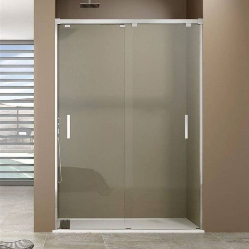 Box doccia a nicchia di GME modello Bypass frontale da 140 cm profili in alluminio - reversibile