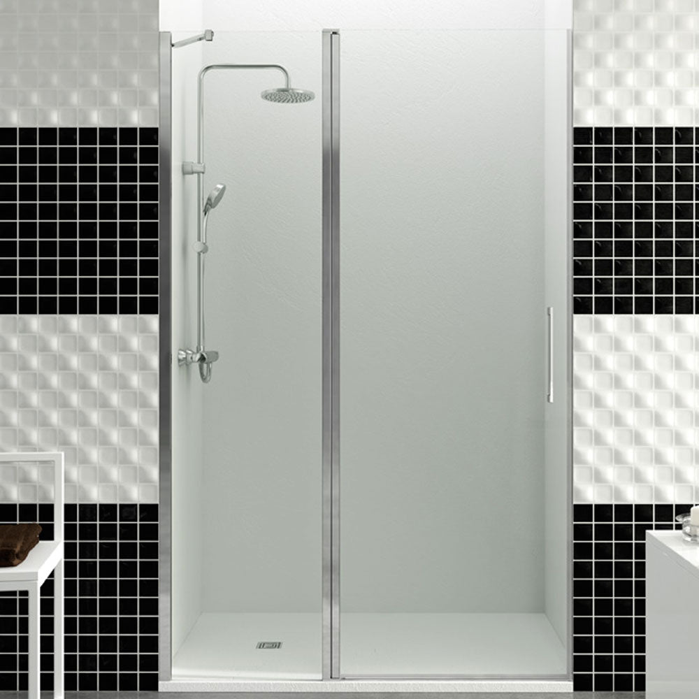 Box doccia a nicchia 105 cm di GME modello Open con porta a battente 80 cm con chiusura magnetica a parete