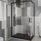 Box doccia angolare scorrevole in cristallo trasparente 100x100 cm DocciaGo serie Eos 6mm â€“ Nero Opaco