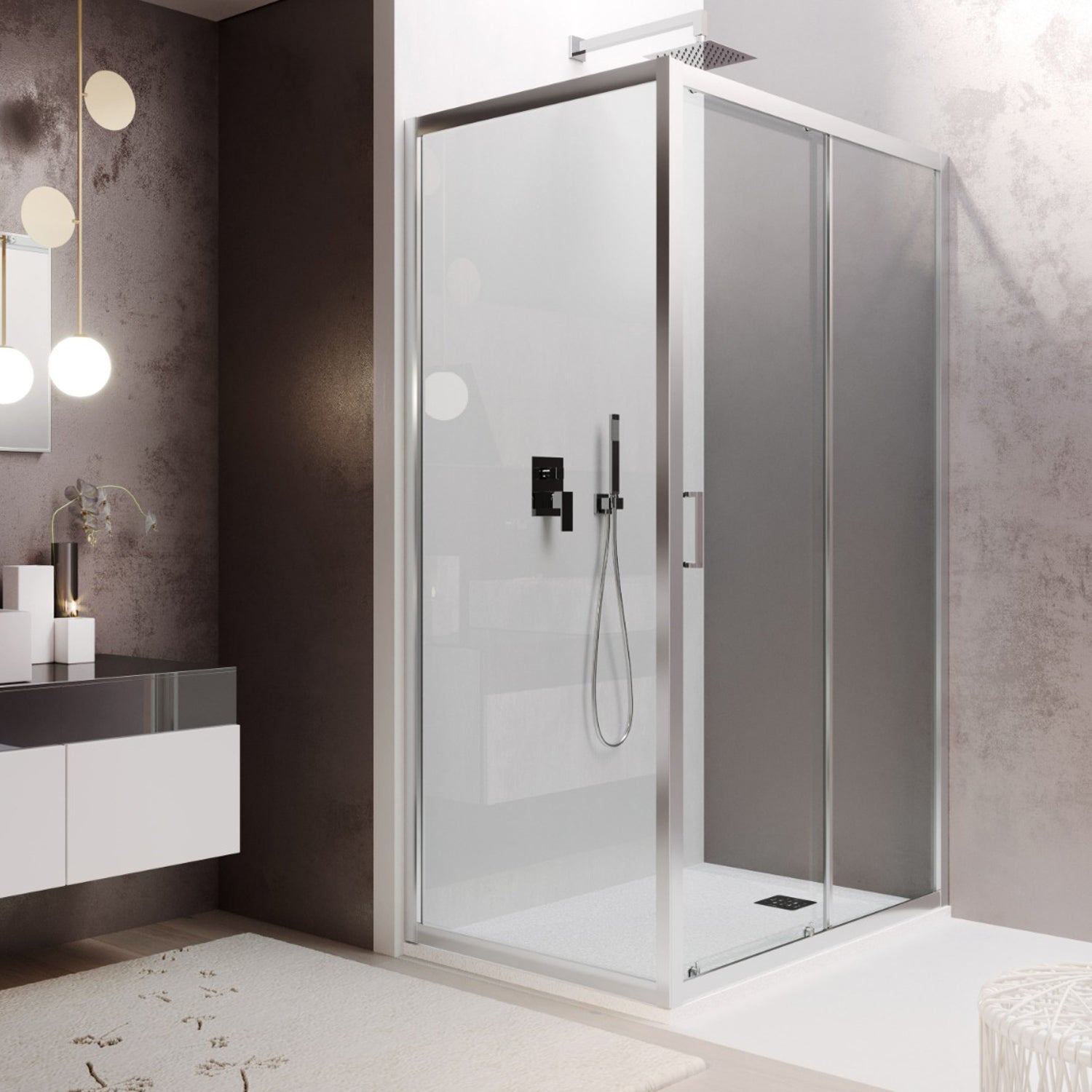 Box doccia 80x140 modello Loop con porta scorrevole cristallo 6 mm anticalcare Smart Clean
