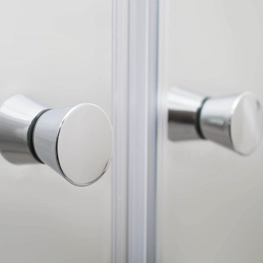 Box Doccia Angolare  90x80 con porta apertura saloon e parete fissa in cristallo trasparente 6 mm