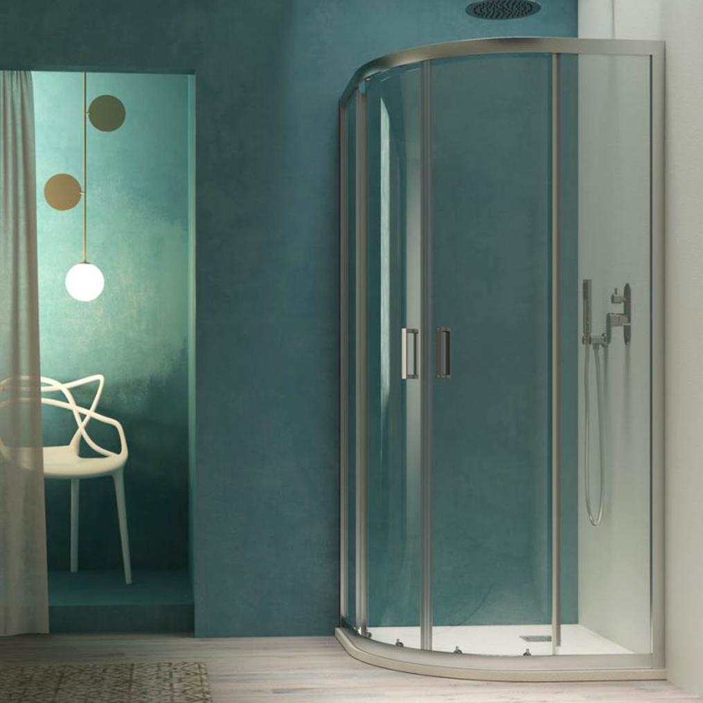 Box doccia semicircolare cm 90x90 Smart apertura scorrevole in cristallo temperato trasparente da 6 mm