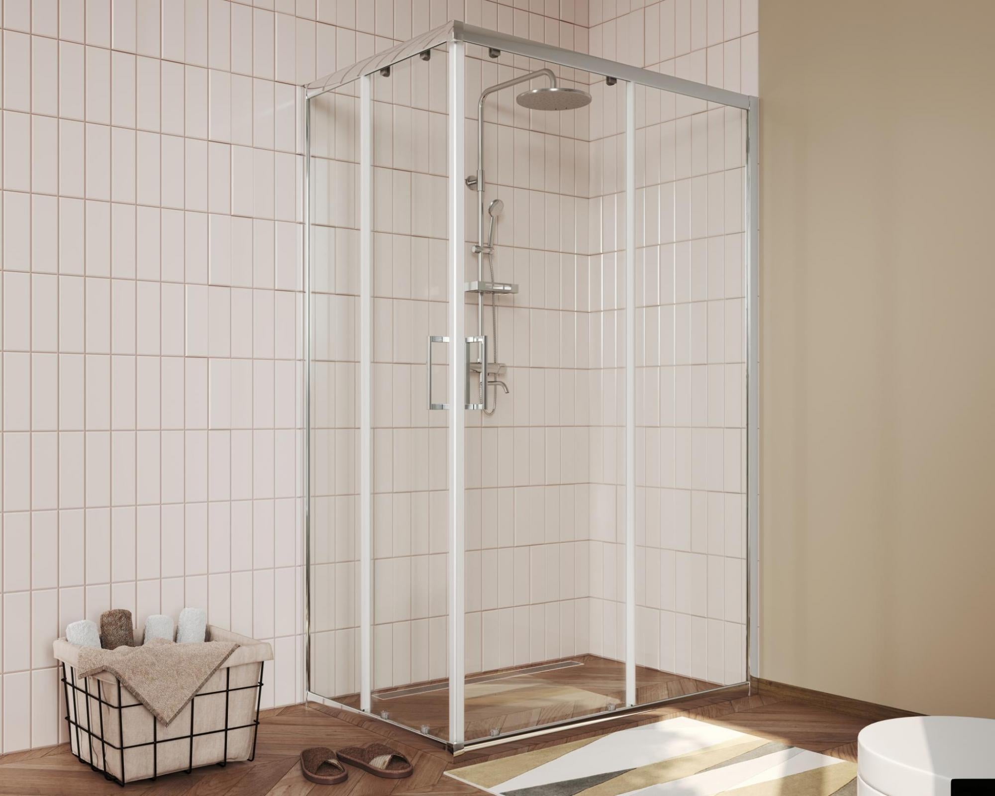 Box doccia modello Camille rettangolare 80x100 cm vetro trasparente e porte scorrevoli