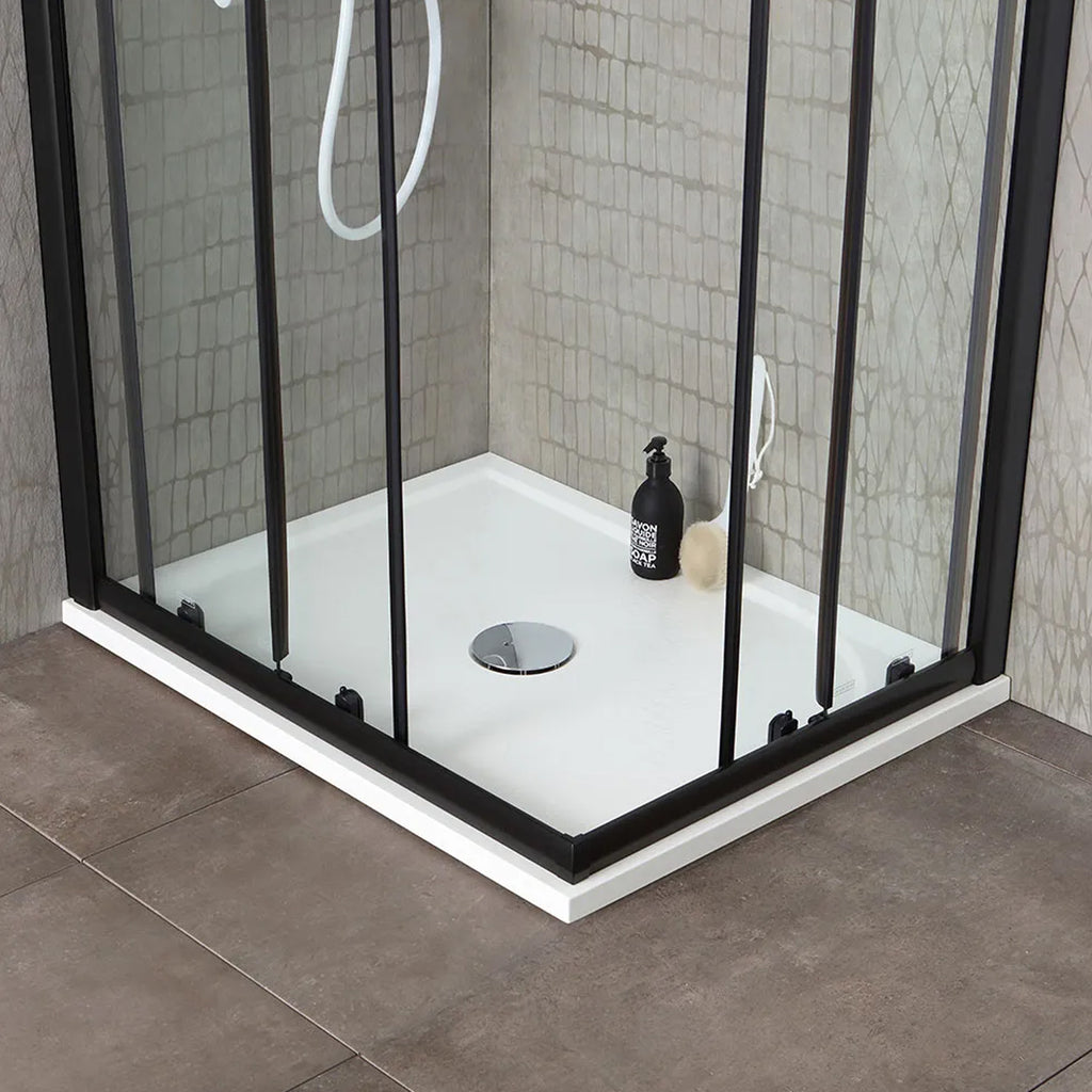 Box doccia modello Imperial 70x70 cm con profilo nero opaco e cristallo trasparente 6 mm