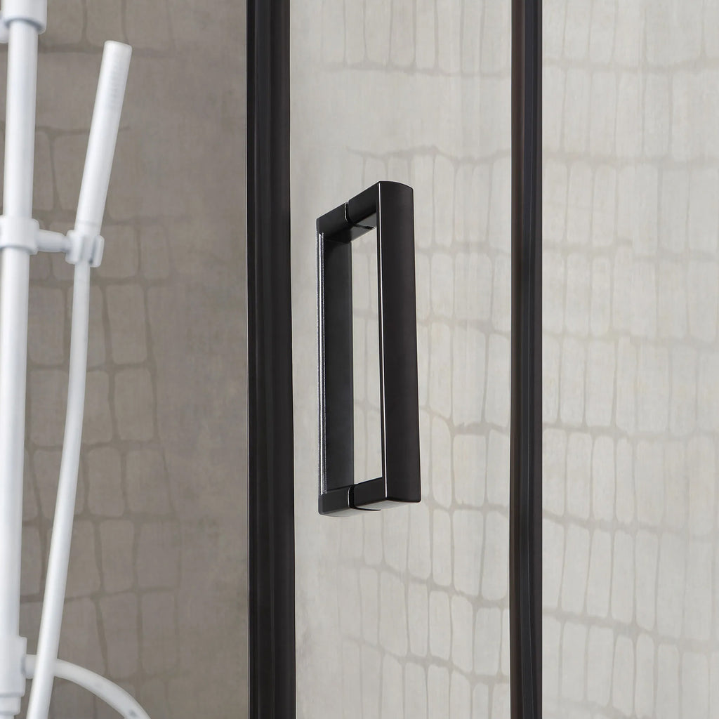 Box doccia modello Imperial 70x70 cm con profilo nero opaco e cristallo trasparente 6 mm