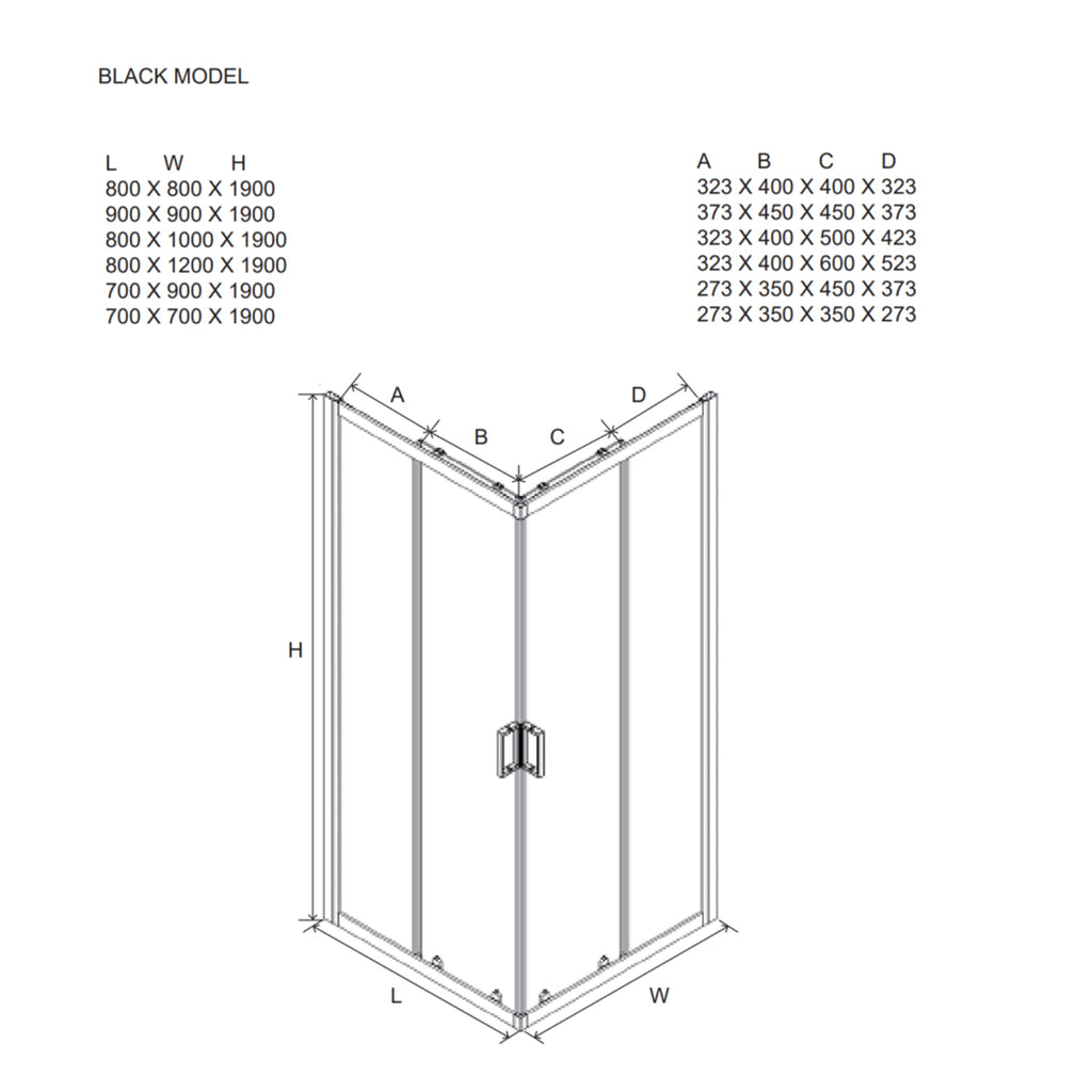 Box doccia modello Imperial 70x70 cm con profilo nero opaco e cristallo trasparente 6 mm
