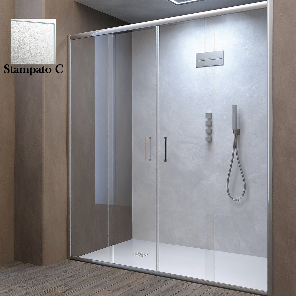 Box doccia per nicchia 2 porte scorrevoli Tonga 140 cm Stampato C-Bianco