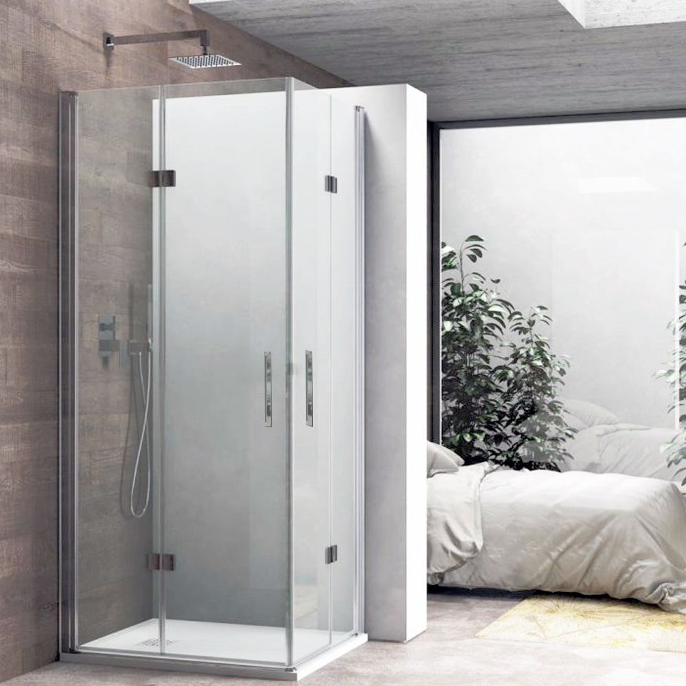 Box doccia con apertura angolare a soffietto cm 80x80 modello Beauty in cristallo temperato mm 8