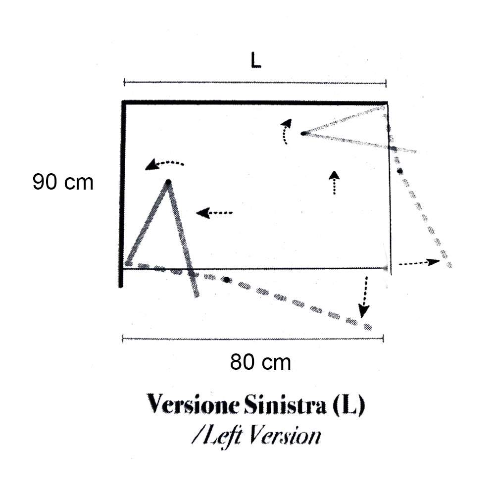 Box doccia con apertura angolare a soffietto cm 80x90 modello Beauty in cristallo temperato mm 8 -LATO SINISTRO