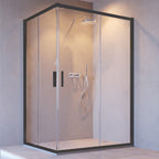 Box doccia angolare Barbados 70X140cm cristallo 6mm profilo nero Made in Italy