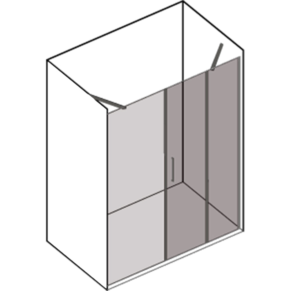 Composizione doccia in linea con apertura battente reversibile per nicchia da 100+90 cm modello Demetra in cristallo trasparente 6 mm
