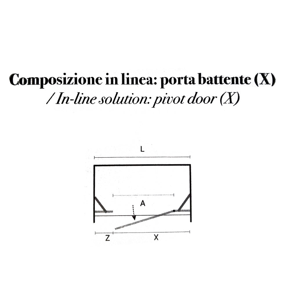 Composizione doccia in linea con apertura battente reversibile per nicchia da 90+75 cm modello Demetra in cristallo trasparente 6 mm