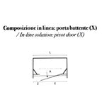 Composizione doccia in linea con apertura battente reversibile per nicchia da 130+70 cm modello Demetra in cristallo trasparente 6 mm