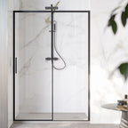 Porta doccia scorrevole per nicchia da 100 cm in cristallo da 6 mm con profilo alluminio Nero versione Destra