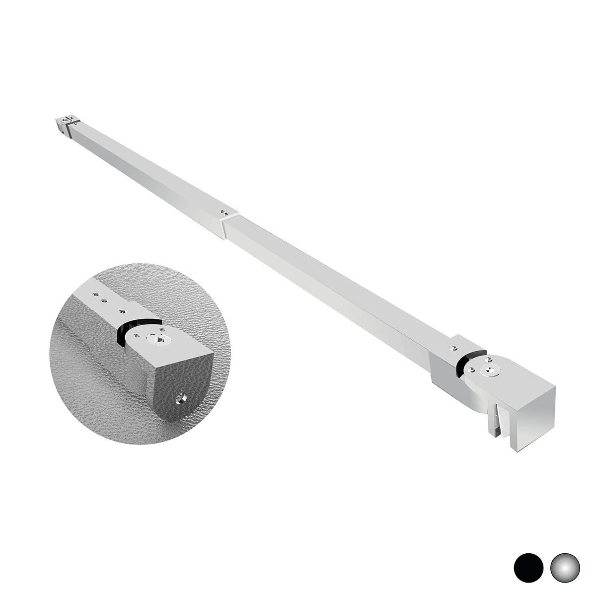 Braccio telescopico per Walk-In quadro con due teste snodabili 70-100 cm DocciaGo - Nero