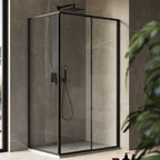 Box Doccia rettangolare 80x120 in cristallo da 6 mm e profilo minimale in alluminio colore Nero Opaco. Versione Destra