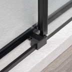 Box Doccia ad angolo 80x140 con lato fisso e porta scorrevole in cristallo 6 mm e profilo nero Versione Sinistra