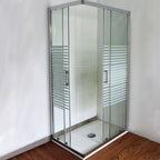 Box doccia Iconic cm 100x120 con apertura scorrevole angolare in vetro anticalcare Smart Clean serigrafato 6 mm