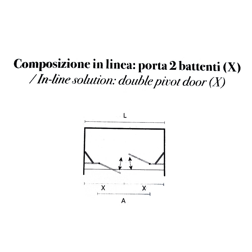 Porta doccia apertura 2 battenti reversibile per nicchia da 200 cm modello Demetra in cristallo trasparente 6 mm