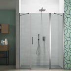 Porta doccia apertura 2 battenti reversibile per nicchia da 200 cm modello Demetra in cristallo trasparente 6 mm