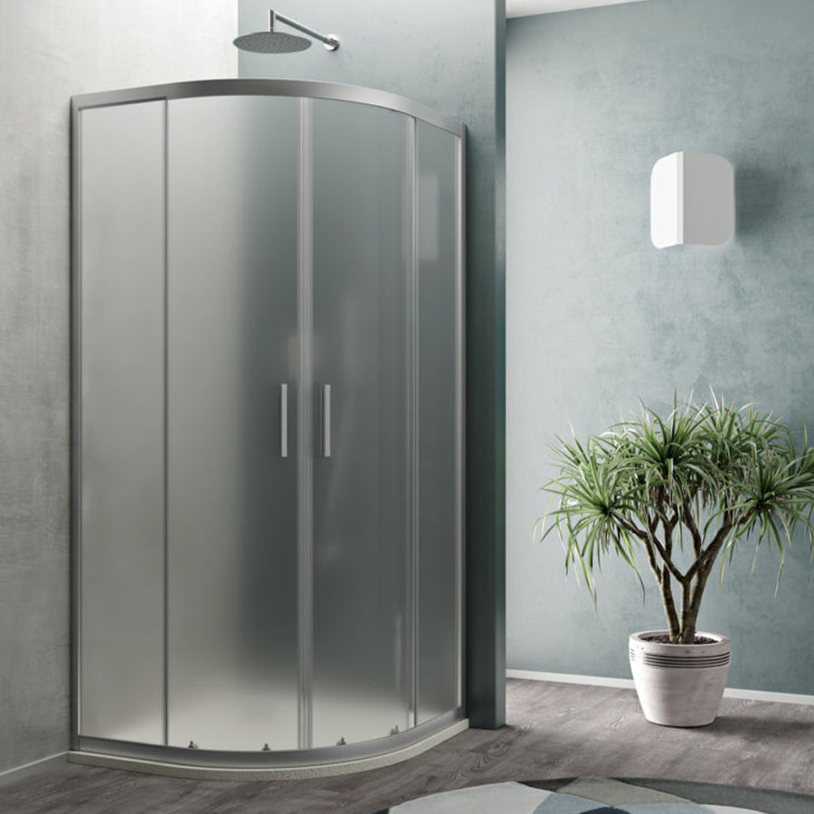 Box doccia semicircolare cm 80x80 Smart apertura scorrevole in cristallo temperato opaco da 6 mm