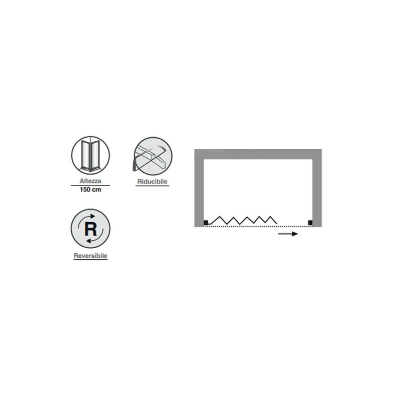 Box doccia sopravasca per nicchie comprese tra i 160 e i 170 cm  realizzato in PVC Rinforzato