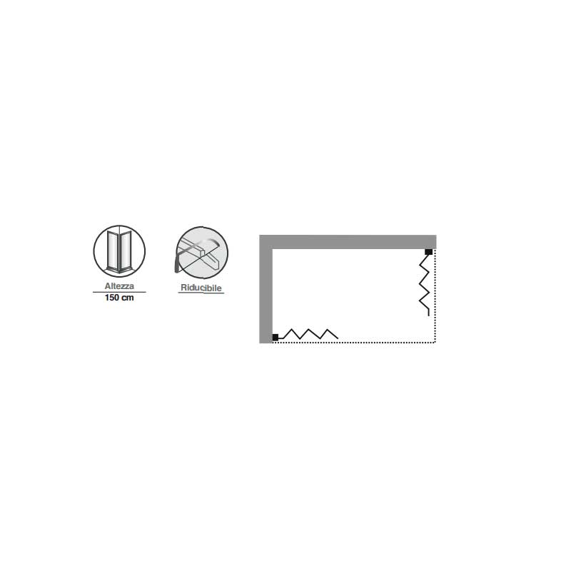 Box doccia sopravasca Angolare Adatto a vasche 70x170 e 70x160  realizzato in PVC Rinforzato con apertura a soffietto centrale