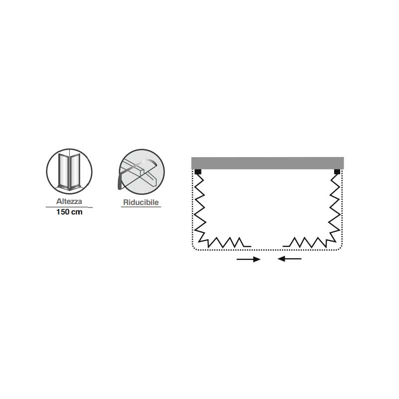 Box doccia sopra vasca a tre lati per vasche da 70x170 e 70x160 cm  realizzato in PVC Rinforzato