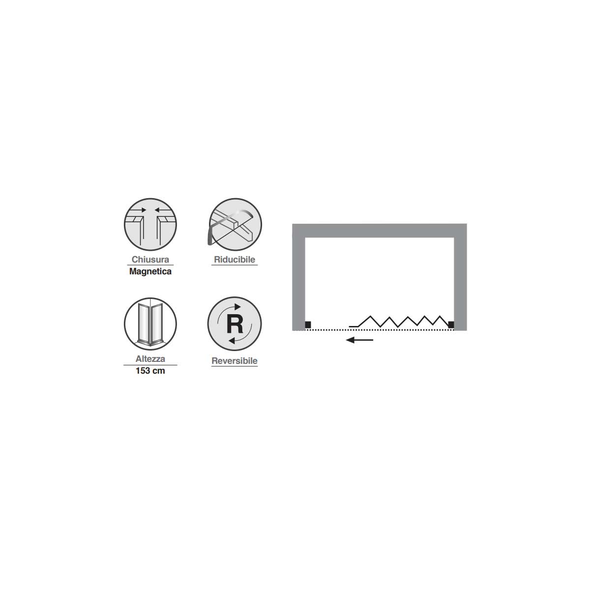 Box doccia sopra vasca per nicchie comprese tra i 140 e i 170 cm  realizzato in PVC Rinforzato