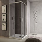 Box doccia angolare Loop 80x80 in alluminio e cristallo trasparente anticalcare Smart Clean