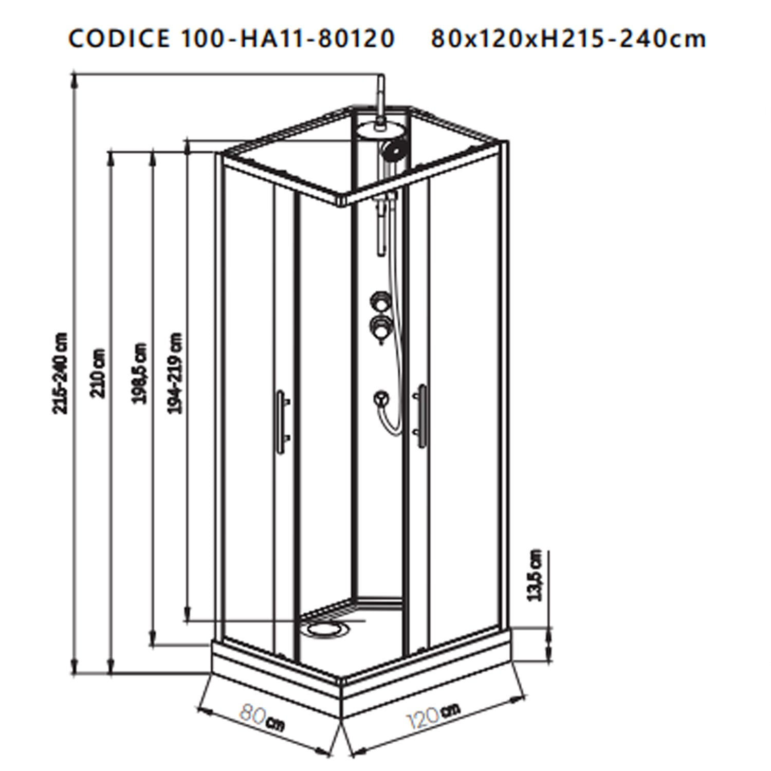 Box Doccia modello Kenya apertura angolare 80x120 cm