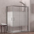 Box doccia Iconic cm 75x90 con apertura scorrevole angolare in vetro anticalcare Smart Clean serigrafato 6 mm