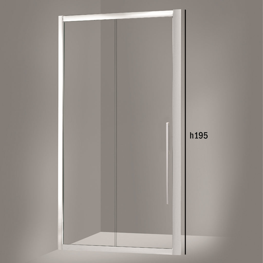 Porta doccia un'anta scorrevole 130cm cristallo trasparente 6mm h195 profilo argento Made in Italy