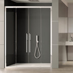 Porta doccia due ante scorrevoli 150cm cristallo trasparente 6mm h195 profilo argento Made in Italy