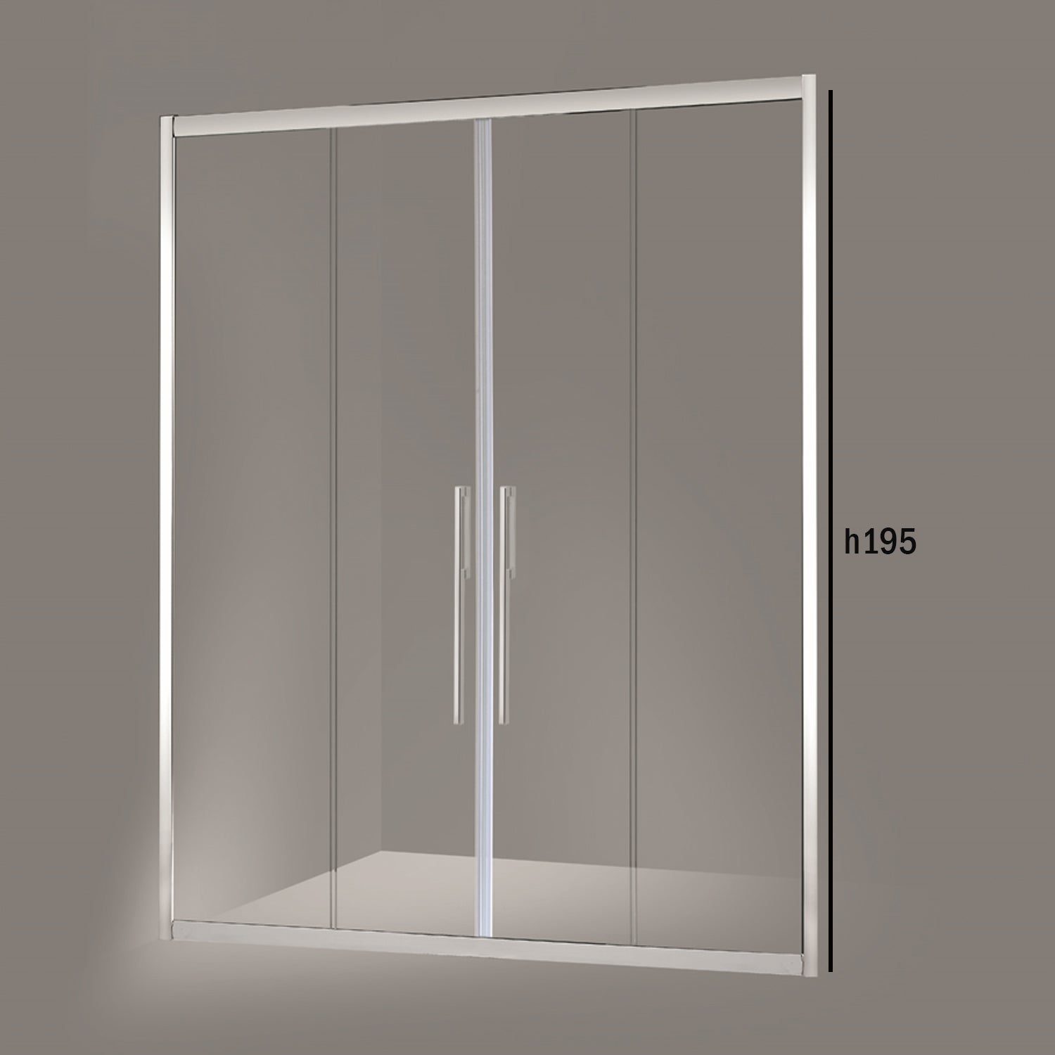 Porta doccia due ante scorrevoli 195cm cristallo trasparente 6mm h195 profilo argento Made in Italy